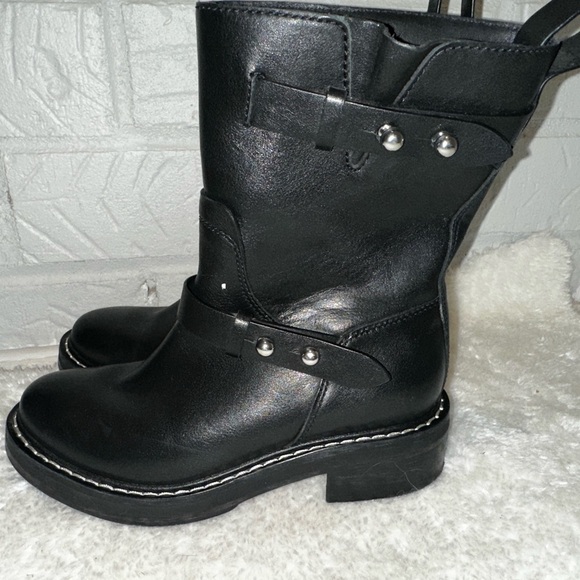 Rag & Bone Leather Buckle Short Moto Boots Size 37.5 - Picture 6 of 11